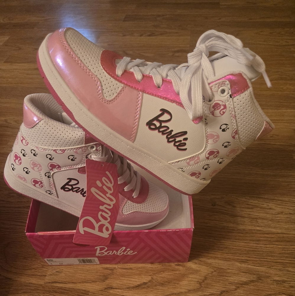 Barbie Kids High-Top Sneakers - Pink and White